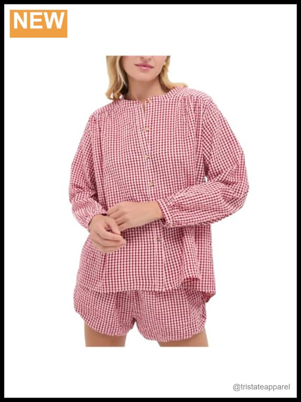 Women's Linen Cotton Two Piece Short Set Puff Sleeve V-Neck Button Down Summer
